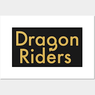 Gold Dragon Riders Text Design Posters and Art